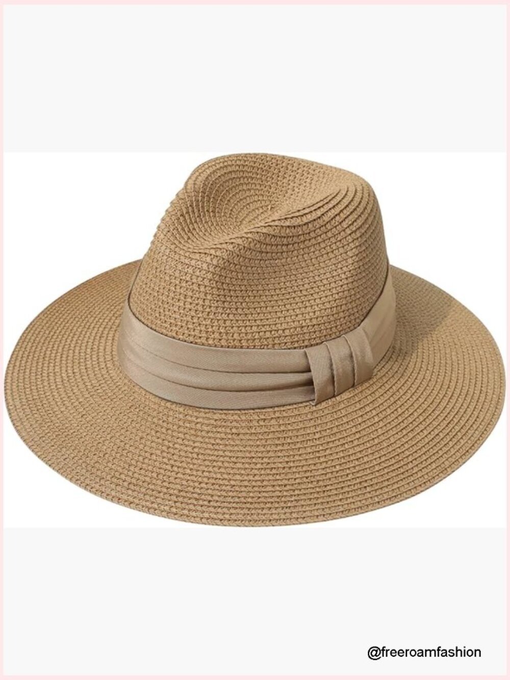 Wide Brim Straw Fedora Roll up Hat Beach Sun Hat UPF50+
